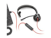 Poly Blackwire 3315 - Blackwire 3300 series - micro-casque - sur-oreille - filaire - Suppresseur de bruit actif - jack 3,5mm, USB-A - noir 76J12AA